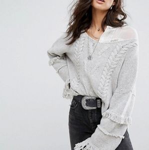 One Teaspoon Gray Oversized Tassel Sweater Medium
